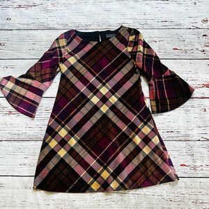 Jessica Howard Multicolor Plaid Bell Sleeve Dress